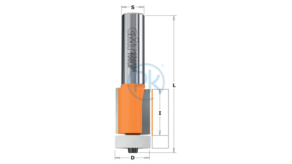 CMT Ořezávací fréza s ložiskem na Corian HW Z2 C980.57 D19,05x25,4 L78 S12