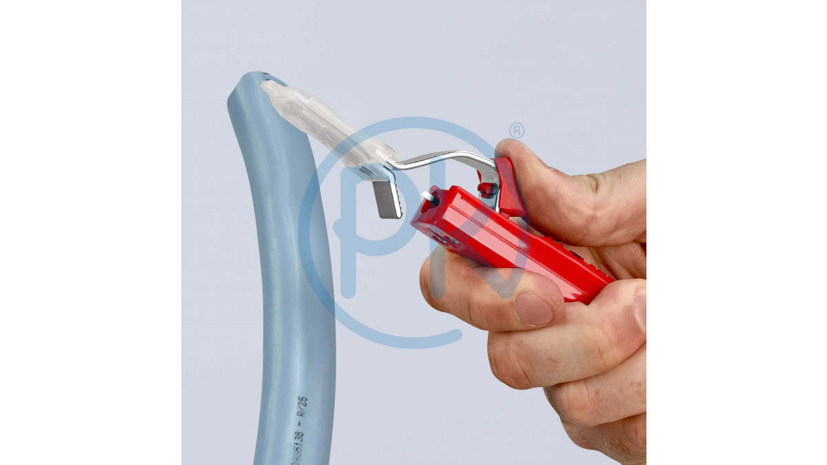 KNIPEX Nástroj pro odstraňování plášťů nožový 8-28 mm, s nožem a háčkovou západkou