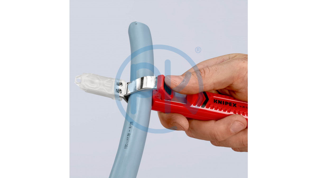 KNIPEX Nástroj pro odstraňování plášťů nožový 8-28 mm, s nožem a háčkovou západkou