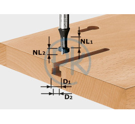 Drážkovací fréza tvaru T, stopka 8mm HW D10,5/NL13